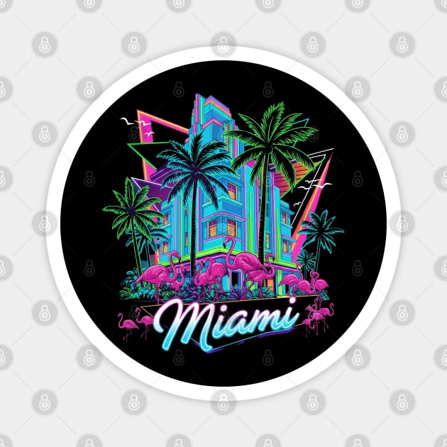 Miami Neon Paradise Magnet by Ink Lines